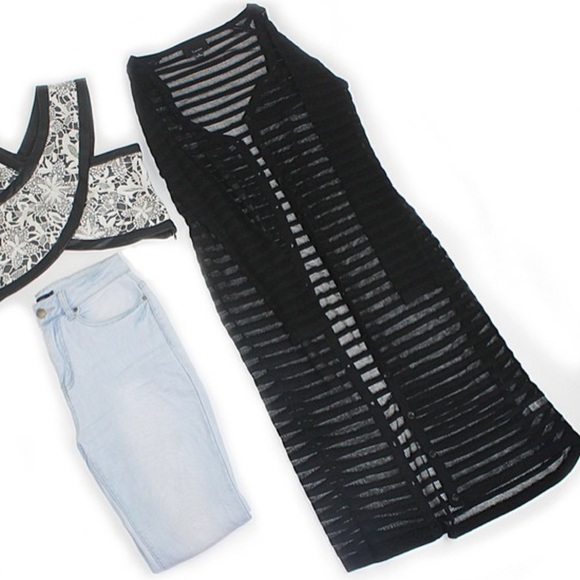 Long Sheer Striped Cardigan - Picture 4 of 4